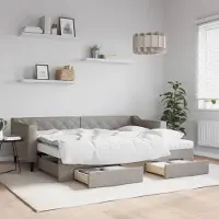 Prolenta Maison Exclusive - Canapé-lit convertible avec tiroirs, taupe, 80 x 200 cm, tissu