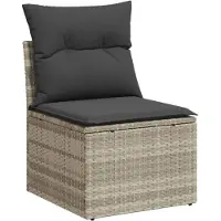 Syfax Chaise de jardin sans accoudoirs avec coussins gris clair rotin