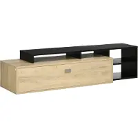 HOMCOM Meuble TV , banc TV, support TV pour téléviseurs jusqu'à 65 pouces avec étagère amovible, porte basculante de style moderne, pour salon, chambre à coucher