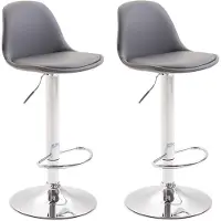 CLP lot de 2 tabourets de bar Kiel entièrement rembourrés similicuir chromé