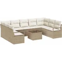 Syfax Ensemble de Canapés avec coussin 10 pcs Beige polyrotin