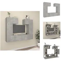 vidaXL Ensemble de 6 meubles TV gris béton Matériau dérivé du bois - Meubles TV
