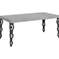 Itamoby - Table extensible 180/284x90 cm Karamay gris béton pieds anthracite