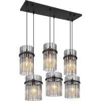 Globo Lighting Suspension noire Gorley avec verre fumé 6 lumières