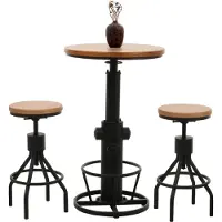 Mendler Set table de bar + 2x tabourets de bar -N17