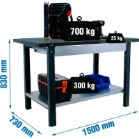 Simon Rack Etabli Simonwork Bt6 Pro Metal 1box 1500 Antracite Antracite 830x1500x730 -