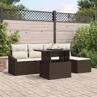 Prolenta Maison Exclusive - Ensemble de canapé de jardin pour 6 personnes, en résine tressée, coloris marron et crème