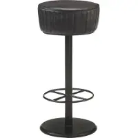 Syfax Tabouret de bar Noir Cuir véritable