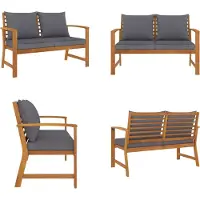 vidaXL Banc de jardin 120 cm avec coussins gris foncé bois massif acacia - Banc de jardin - Banc extérieur - Bancs extérieurs