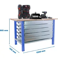 Simon Rack Etabli Simonwork Bt6 Pro Laminate 5box 1200 Bleu/hêtre Bleu/hêtre 865x1200x750 -