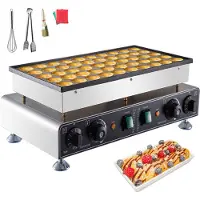 Vevor VBENLEM Machine à gaufres NP-543 50 Gaufrier 1,7 KW Gaufrier Machine à crêpes 533 x 304 x 203 mm Waffel Maker, Taille unique φ 45 x 10 mm Acier inoxydable Ustensiles de cuisine Mini machine à crêpes