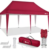 Tillvex Pavillon 3x6m rouge étanche | Pop-Up Pliable réglable en hauteur | Tente de jardin protection UV 50+ | Tente de réception avec sac pour le jardin