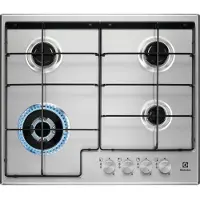Electrolux Table de cuisson encastrable EGS6434X en acier inoxydable à gaz, quatre brûleurs, casseroles en fonte