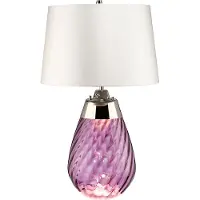Elstead Lighting Lampe de table en verre violet avec abat-jour blanc 60 cm Lena E27 60W Elstead