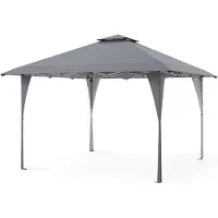 Costway Pop Up Pavillon 4x4m, pavillon de jardin réglable en hauteur avec double toit & sac de transport, pavillon pliable imperméable tente de jardin tente de fête stable gris