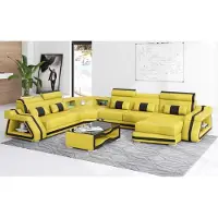 JV Möbel Canapé Moderne XXL En U Grand D’Angle En Cuir Jaune Synthétique
