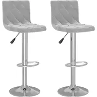 Syfax Tabourets de bar lot de 2 gris clair velours