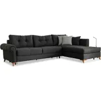 AEA Schwarzes Ecksofa Moderne L-Form Couch Wohnzimmer Polster Eckcouch