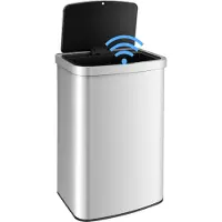 Costway Poubelle automatique 50L avec couvercle à fermeture douce, boîtes en coton à charbon actif, capteur infrarouge