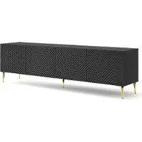 Furnlux Classic FURNLUX Table TV Ravenna C Noir Et Brillant Noir Et Or 200cm / Couleur principale : Noir / Dimensions : 200 x 56 x 42 cm