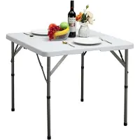 Sonstiges Table de jardin pliante 87 cm, carrée, blanche, poignée de transport