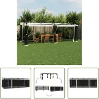 The Living Store Pavillon avec parois en filet Crème 6x3 m Acier