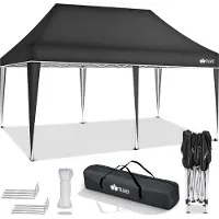 Tillvex Pavillon 3x6m Anthracite étanche | Pop-Up Pliable réglable en hauteur | Tente de jardin protection UV 50+ | Tente de réception avec sac pour le jardin