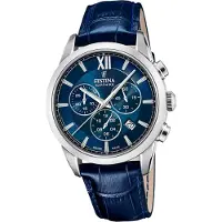 Festina Montre homme suisse bracelet cuir bleu D2UF20041/2