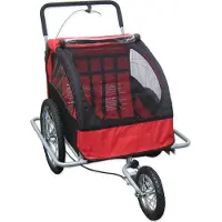 Bc-elec - 5664-0001A 2 EN 1 PENDANT DE VÉLO POUR ENFANTS PENDANT DE VÉLO BUGGY POUR 2 ENFANTS PENDANT DE VÉLO rouge et noir