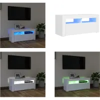 vidaXL Armoire TV avec lampes LED Blanc 90x35x40 cm - Armoire TV - Armoire TV Avec LED - Meuble TV