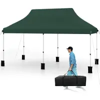 Costway Pavillon 3x6m, tente de réception pliante hydrofuge, stable, protection UV 50+, réglable en hauteur, pavillon de jardin avec sac de transport vert
