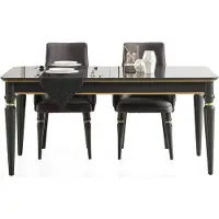 Casa Padrino Luxe Table de salle à manger Art Déco Gris / Or 170-208 x 90 x H. 76 cm - Noble table de salle à manger extensible - Meubles de salle à manger Art Déco