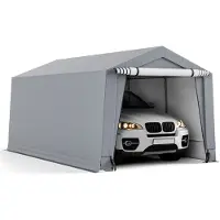 Costway Tente de garage Carport, Dimensions : 490 x 290 x 245 cm, Tente de garage avec porte, Tente de pâturage Tente de stockage Garage Abri, Abri voiture