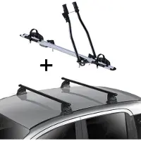 VDP Porte-vélos SAGITTAR + barres de toit EVO acier compatibles avec Hyundai i30 (GD) 3-5 portes 2012-2017