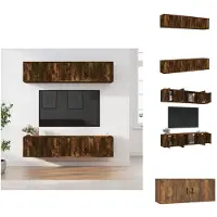 vidaXL Ensemble de meubles TV 6 pièces chêne fumé bois composite - Meubles TV
