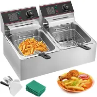 Vevor 295 x 235 x 150 mm Commercial Friteuse électrique Profond Double zone froide 6L 5000W 220V pour la restauration rapide Snackbars