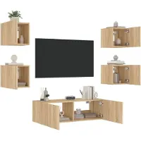 Prolenta Maison Exclusive - Meuble TV muraux 5 pcs avec lumières LED chêne sonoma