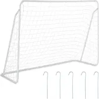 Relaxdays - But de football de jardin, pour enfants et adultes, grand format, dimensions : 153 x 217 x 75 cm, en métal, but de football robuste, blanc