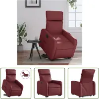 The Living Store Fauteuil relax releveur électrique vin rouge similicuir
