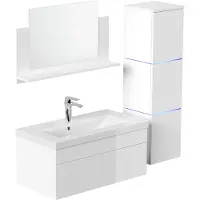 HOME DELUXE - Ensemble de meubles de salle de bain - WANGEROOGE BIG blanc - Large - incl. lavabo et accessoires complets - largeur lavabo : ca. 80 cm I Ensemble de meubles de salle de bain lavabo