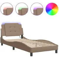 vidaXL Sommier avec LED sans matelas « Zadar » brun cappuccino 90 x 190 cm