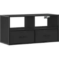 Syfax Meuble TV noir 80x31x39,5 cm bois d'ingénierie et métal