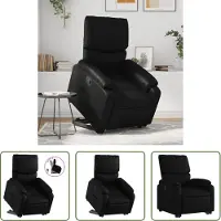 The Living Store Fauteuil relax avec releveur Noir Similicuir