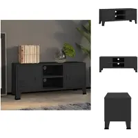 vidaXL Meuble TV style industriel Noir 105x35x42 cm Métal - Meuble TV