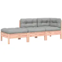vidaXL Canapé de jardin avec coussin et pouf 3 places