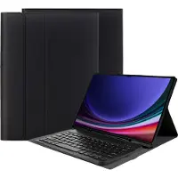 Cazy Housse pour Tablette avec Clavier compatible avec Samsung Galaxy Tab S10 Ultra / Tab S9 Ultra 14.6 inch - Étui Clavier Bluetooth AZERTY - Noir