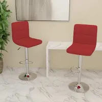 Prolenta Maison Exclusive - Lot de 2 tabourets de bar en tissu bordeaux