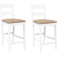 vidaXL Tabouret de bar avec coussin 2 pcs. Blanc Bois massif Hévéa