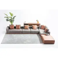 AEA Salon Canapé D'Angle Gris En Tissu Design