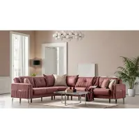 AEA Stilvolles Ecksofa L-Form Eckgarnitur Wohnlandschaft Couchen Sofas Altrosa